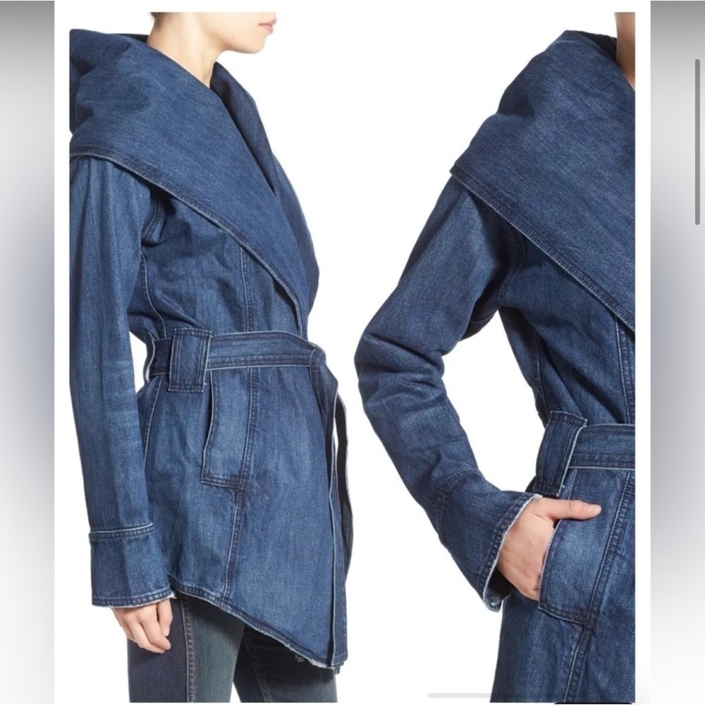 Strom Dark Blue Belted Jean Jacket - Picture 2 of 7